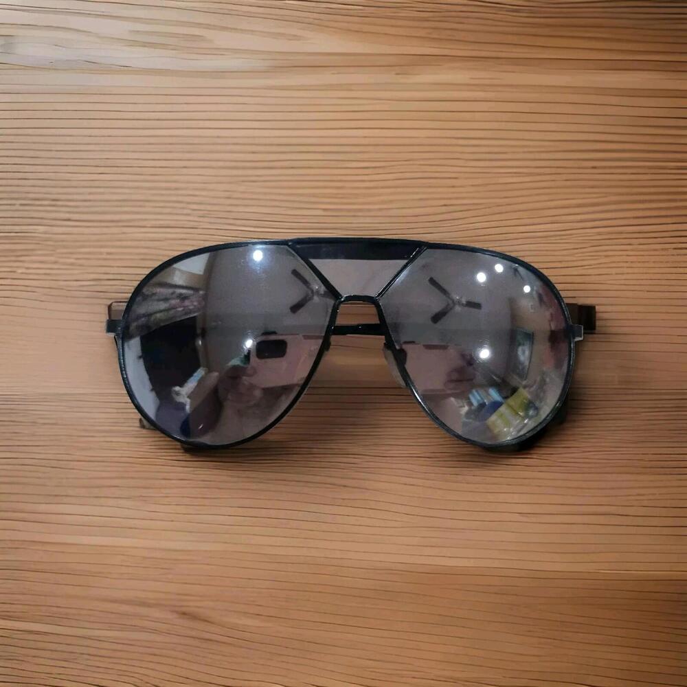 Vintage 80s Foster Grant Black Aviator Metal Sunglasses Cowboy Grunge Core